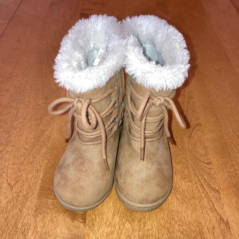 Koala kids Tan Furry Lace Up Boots